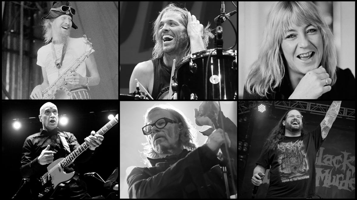 A montage of musicians who died in 2022, including Taylor Hawkins, Christine McVie, Wilko Johnson and Mark Lanegan